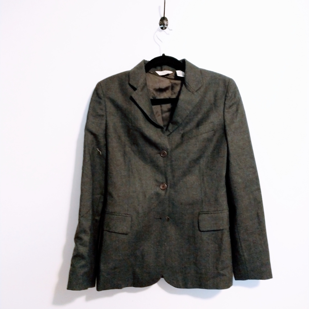 Brooks Brothers grey blazer suit jacket with buttons at the cuffs. Size 8, 100%